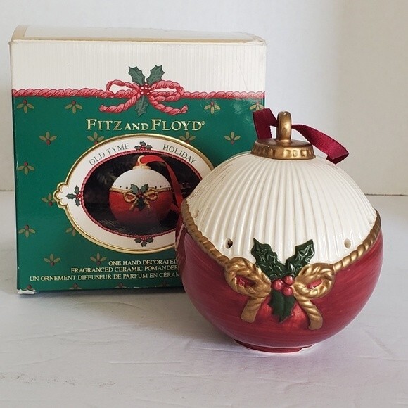 Fitz & Floyd Vintage Old Tyme Holiday Christmas Ceramic Potpourri Ornament 1989 - Picture 1 of 11